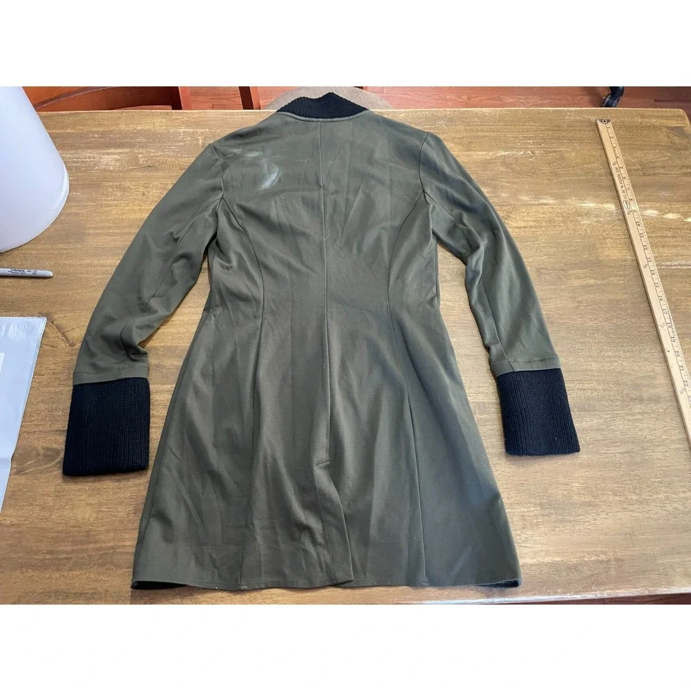 Venus Jacket, Women's Size 8, Green Black, Button Up Long Coat, Long Sleeve - Picture 5 of 12